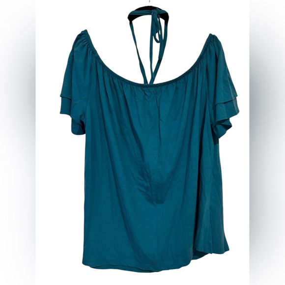 Lane Bryant Blue Off-Shoulder Blouse - Picture 2 of 6